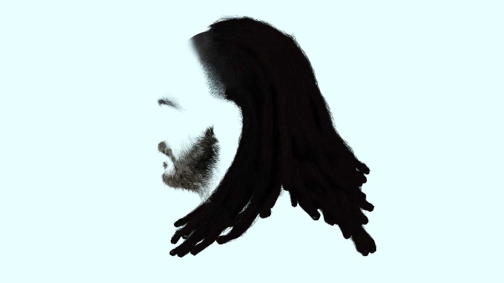 Long Hair Man - Dread Locks Low-poly 3D model_7