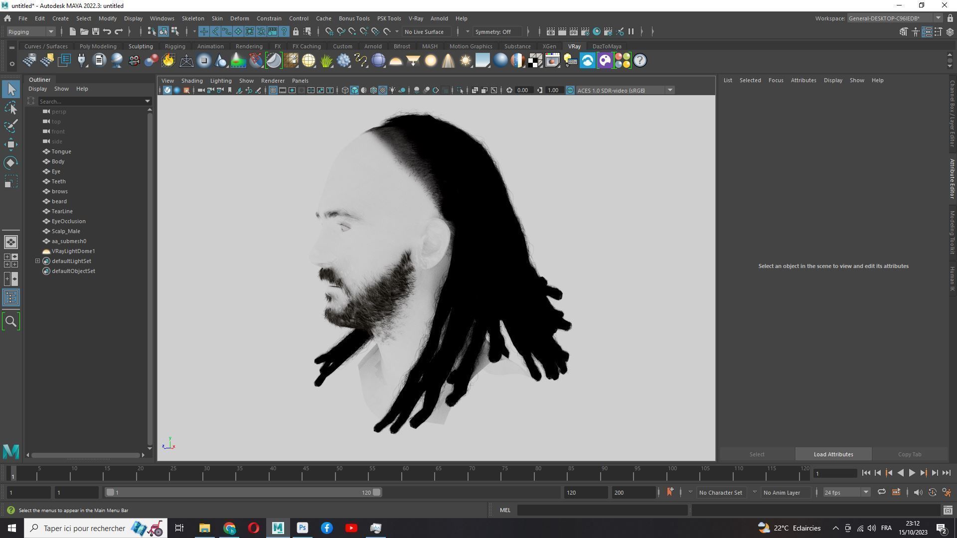 Long Hair Man - Dread Locks Low-poly 3D model_13
