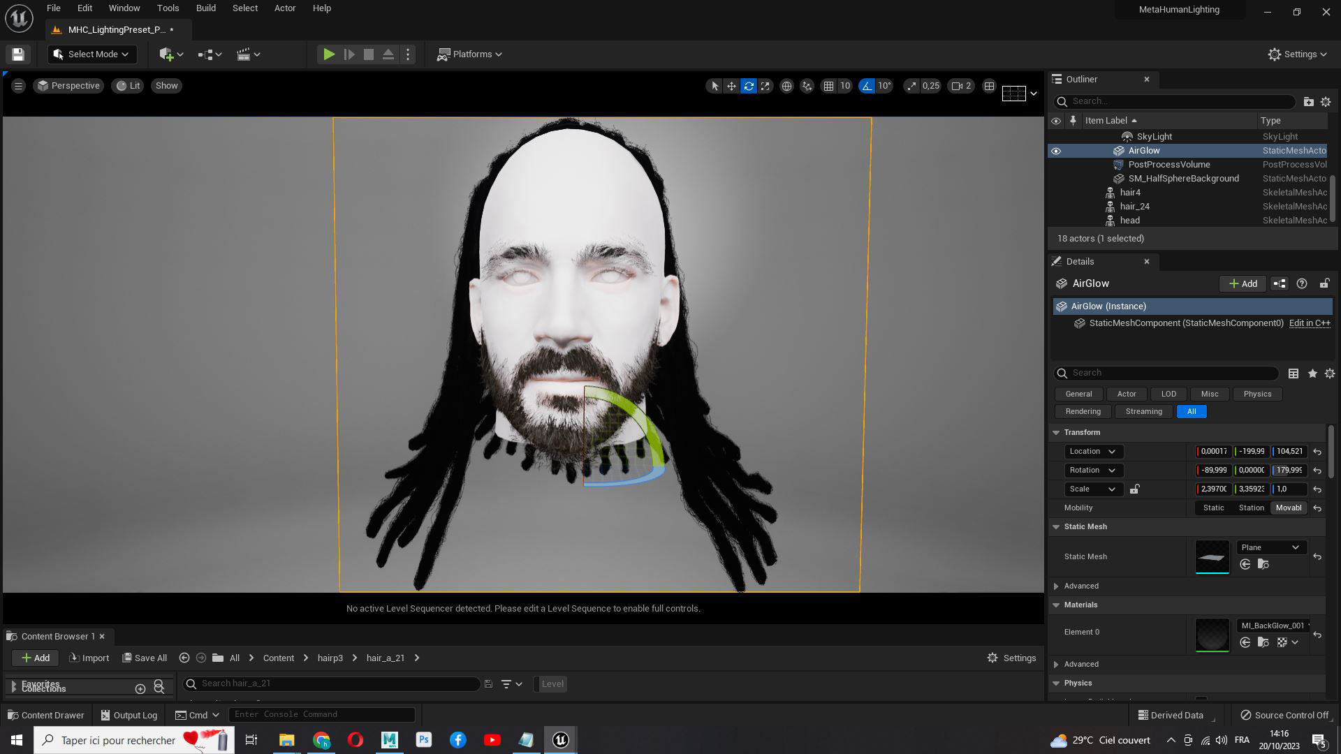 Long Hair Man - Dread Locks Low-poly 3D model_16