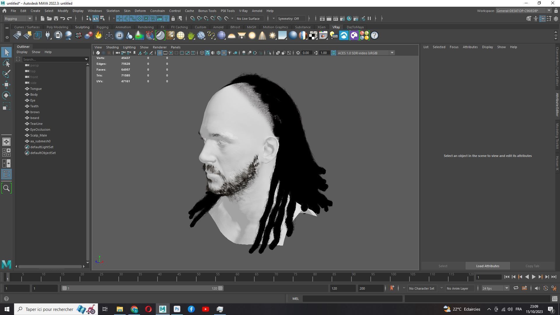 Long Hair Man - Dread Locks Low-poly 3D model_12