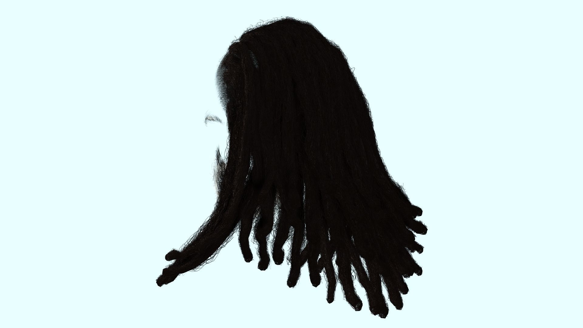 Long Hair Man - Dread Locks Low-poly 3D model_8