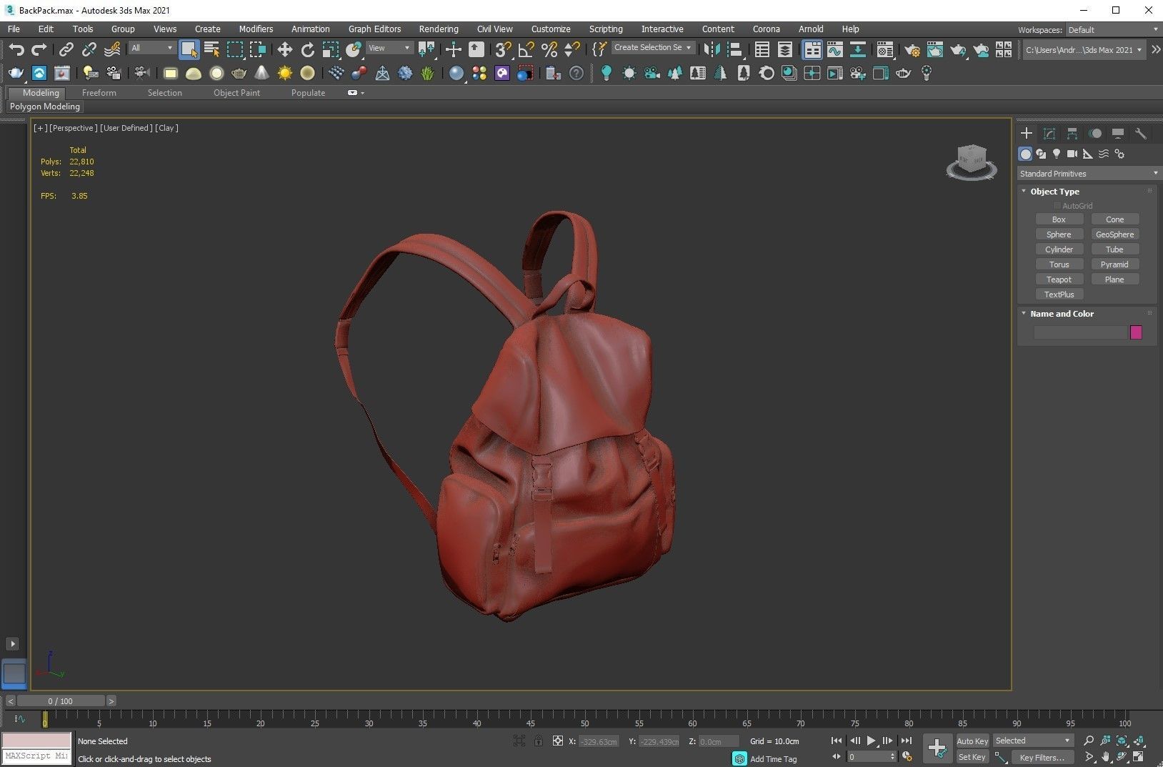 Backpack Low-poly 3D model_3