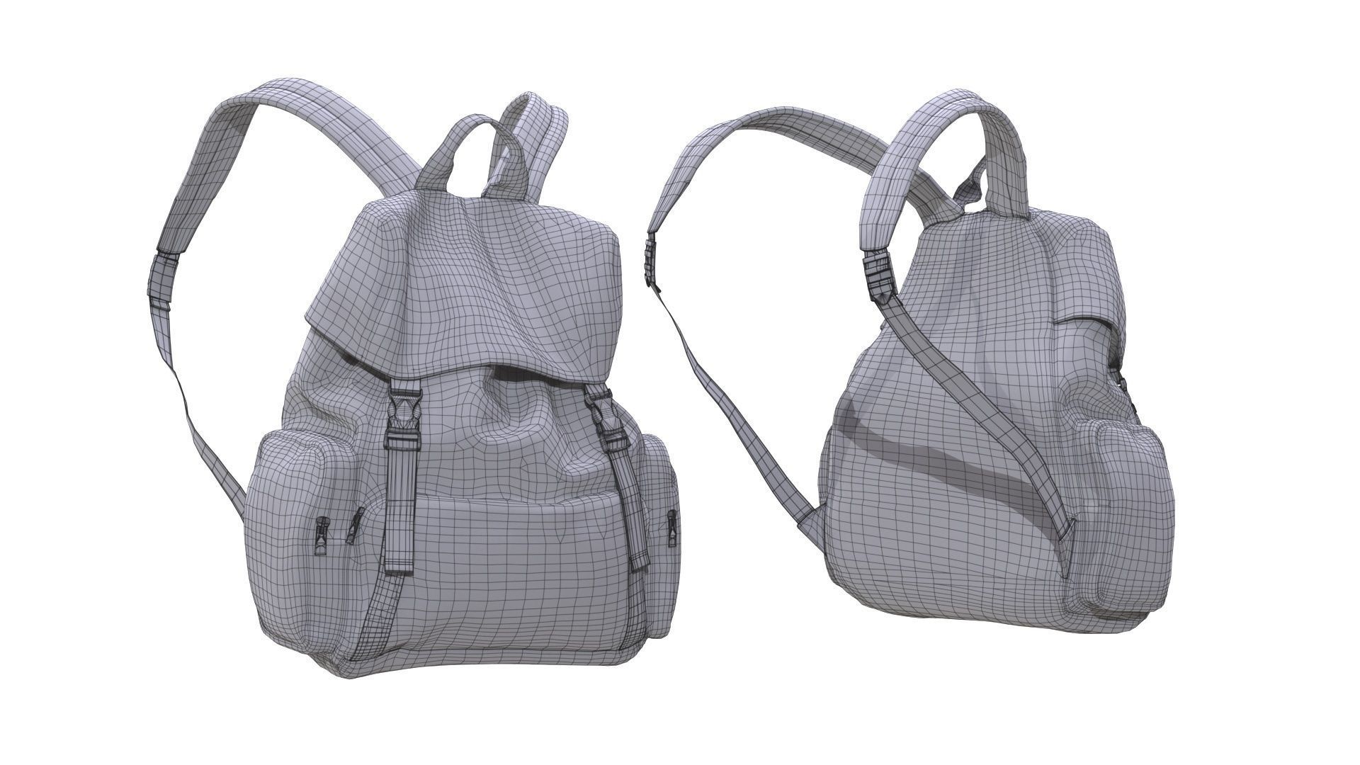 Backpack Low-poly 3D model_4