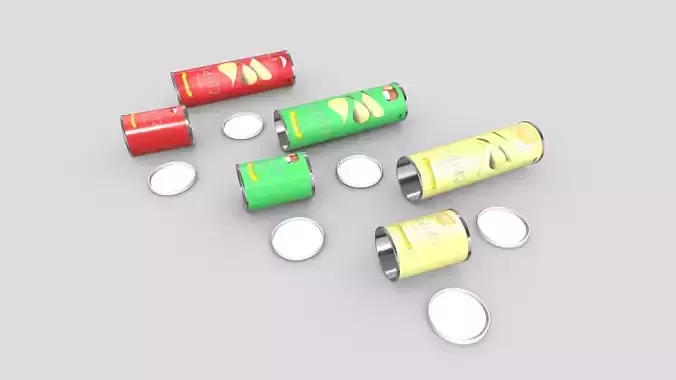 Potato Chips Tube Open Pack Low-poly 3D model