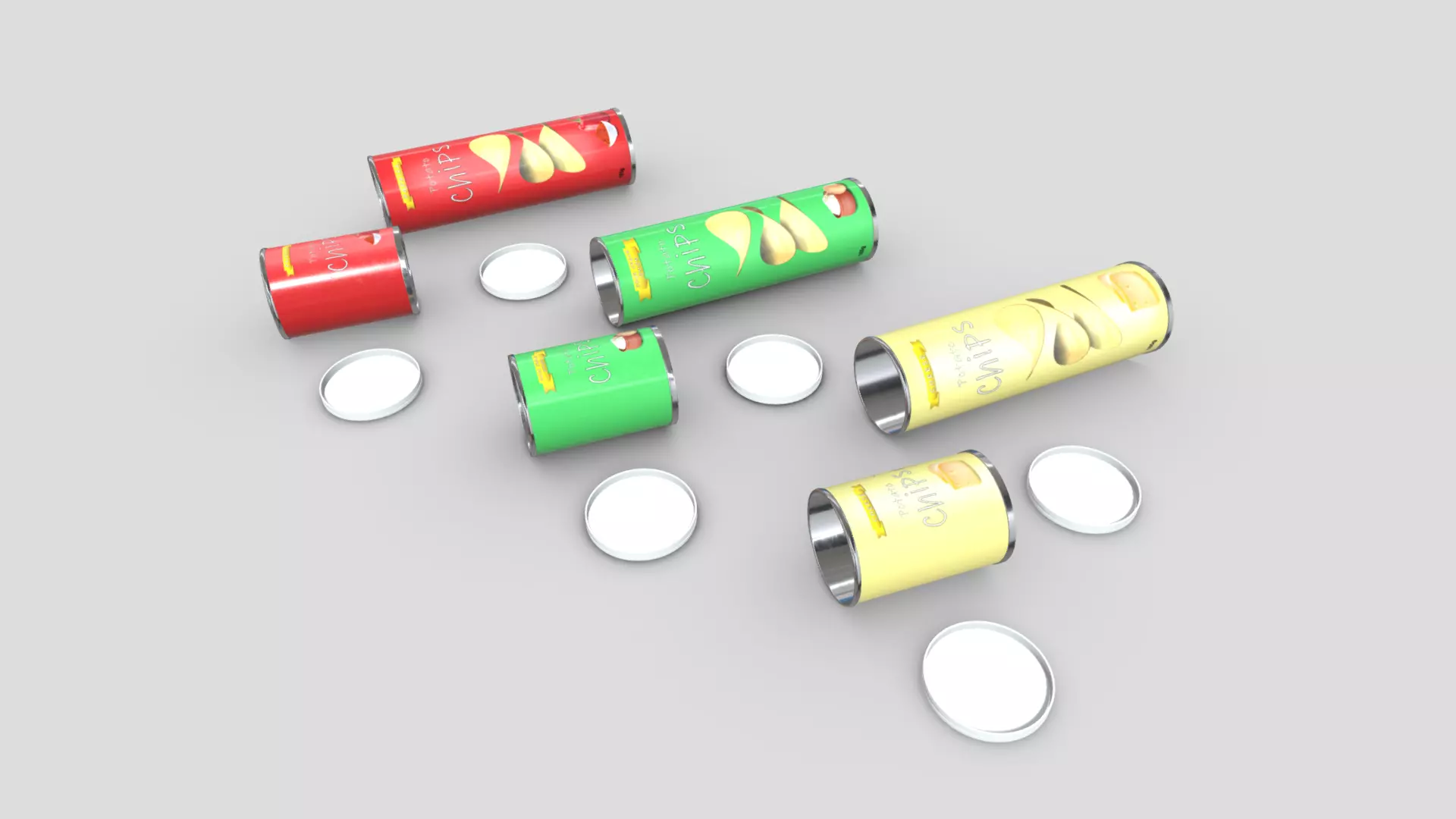 Potato Chips Tube Open Pack Low-poly 3D model