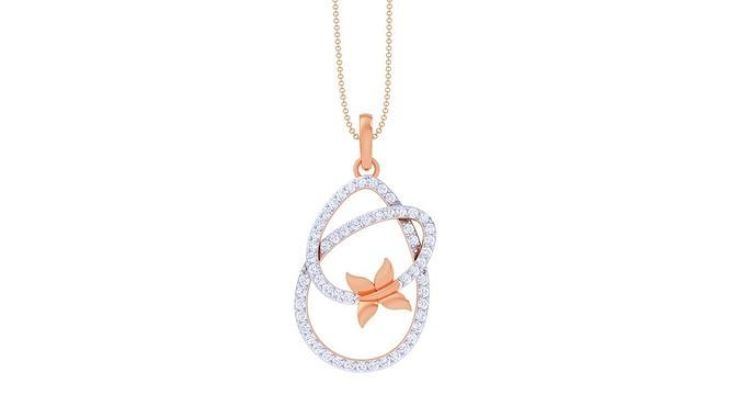 Butterfly High Jewelry Diamond Pendant Necklace 3dm stl 3mf obj 3D print model