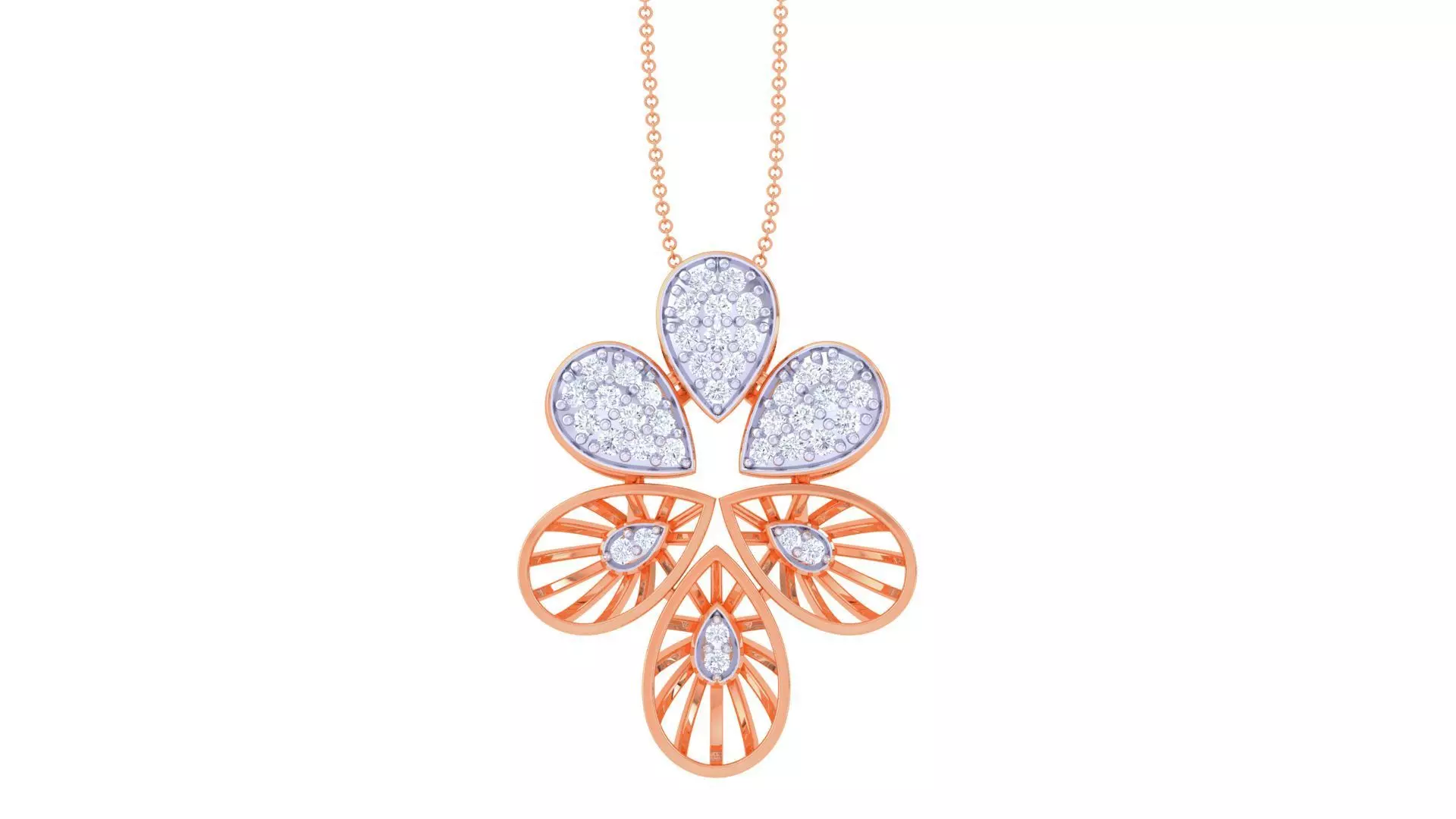 Leaves High Jewelry Diamond Pendant Necklace 3dm stl 3mf obj glb 3D print model