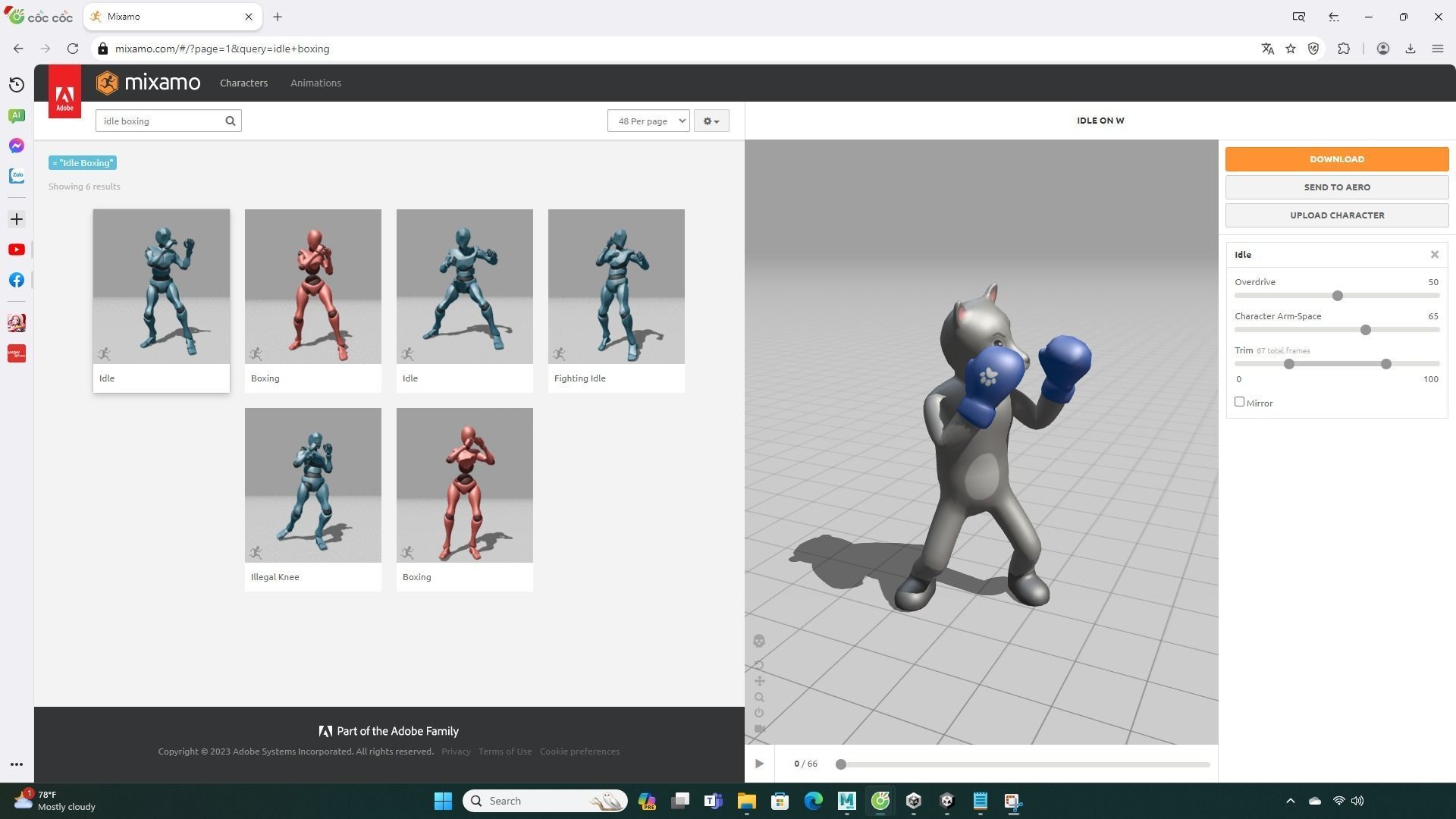 Boxing Wolf Animal Animated Low-poly 3D model_2