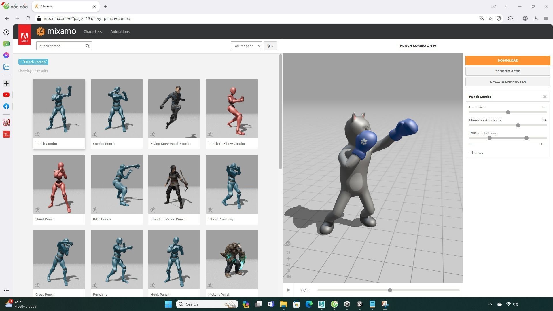 Boxing Wolf Animal Animated Low-poly 3D model_3