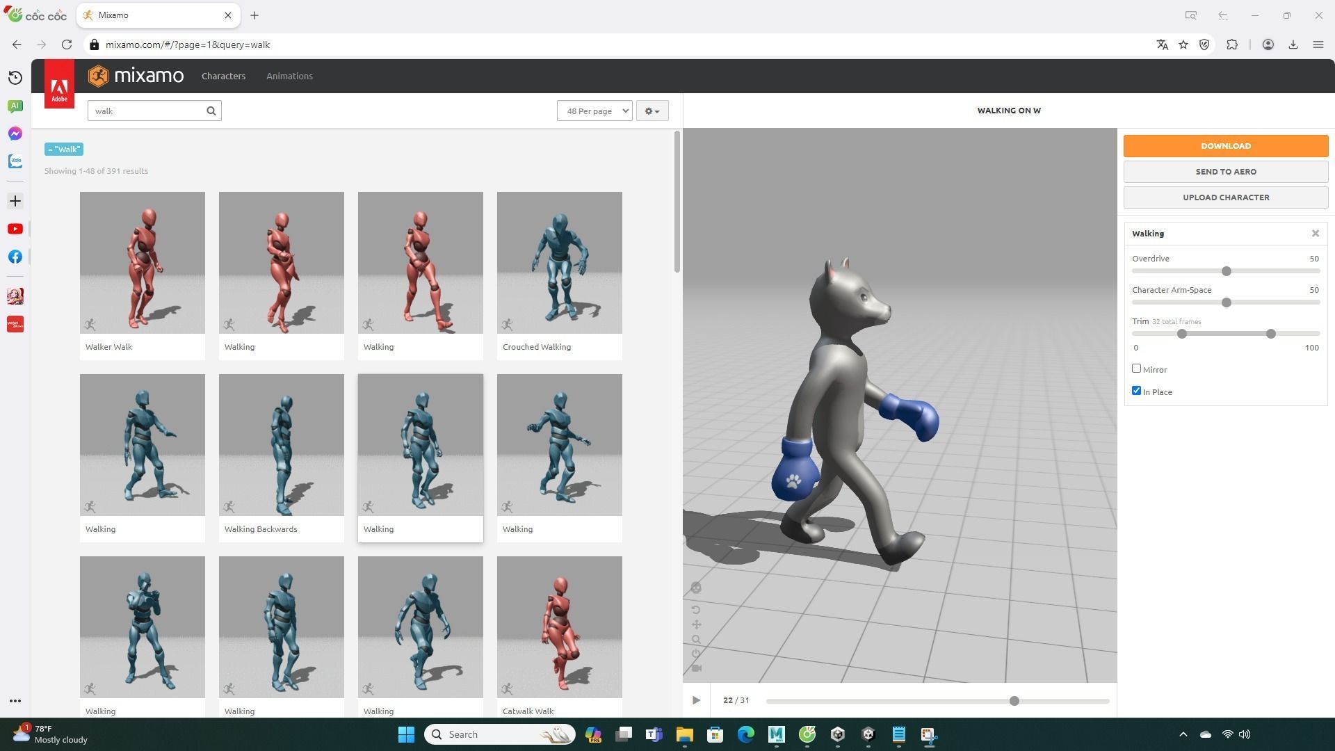 Boxing Wolf Animal Animated Low-poly 3D model_5