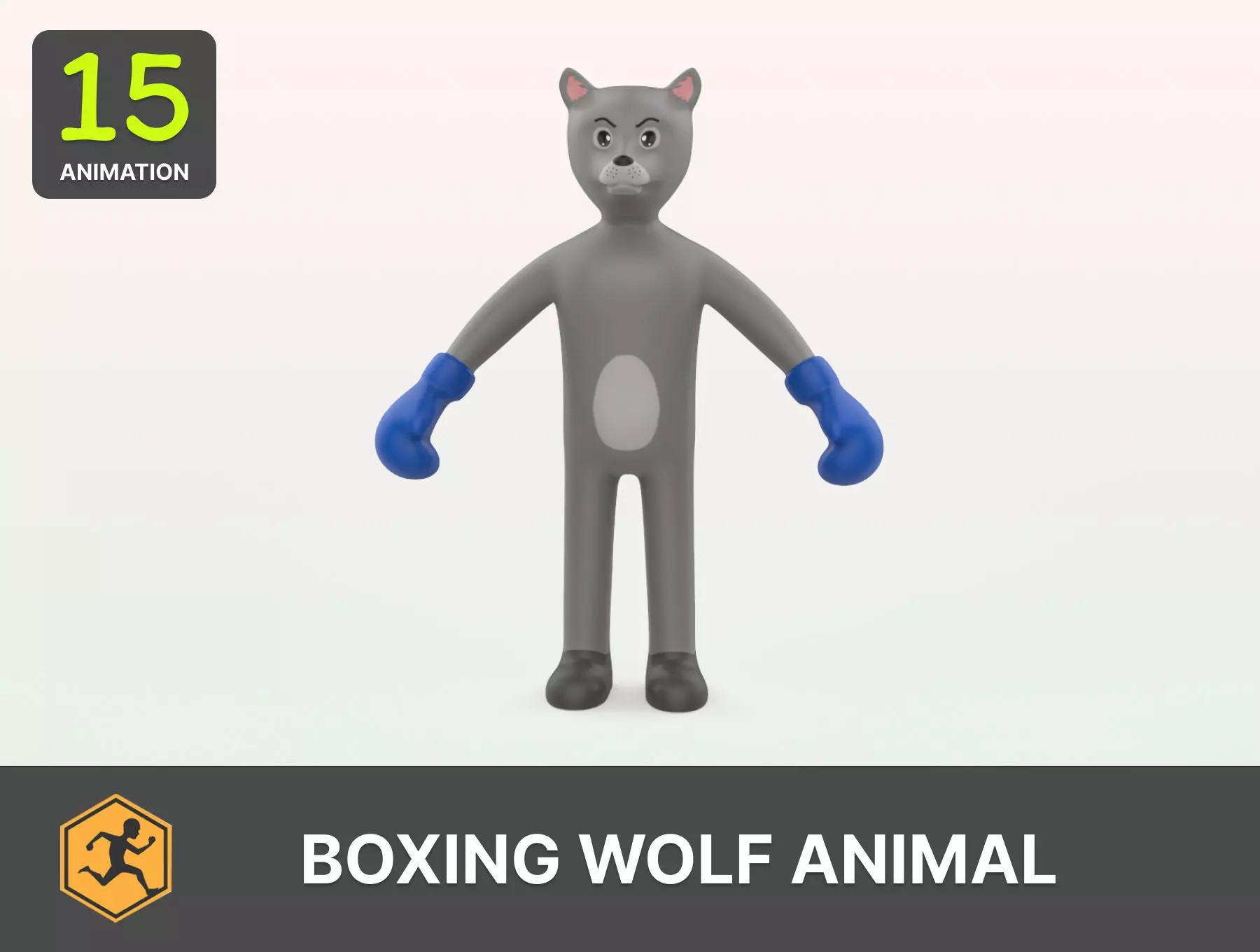 Boxing Wolf Animal Animated Low-poly 3D model_0
