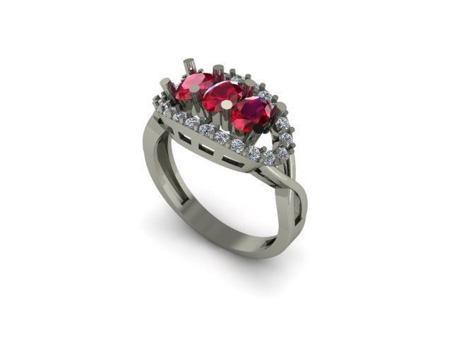 ruby and daimond ring 3D print model_3