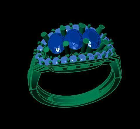 ruby and daimond ring 3D print model_9