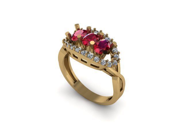 ruby and daimond ring 3D print model_2