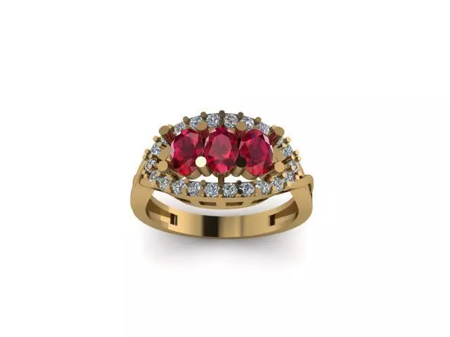 ruby and daimond ring 3D print model_0