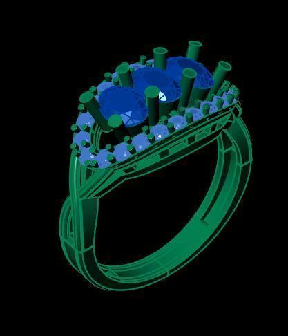 ruby and daimond ring 3D print model_8