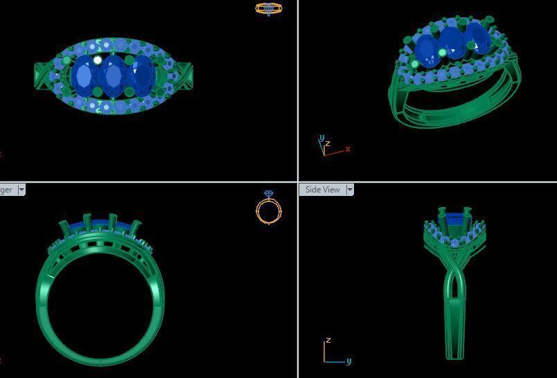 ruby and daimond ring 3D print model_13