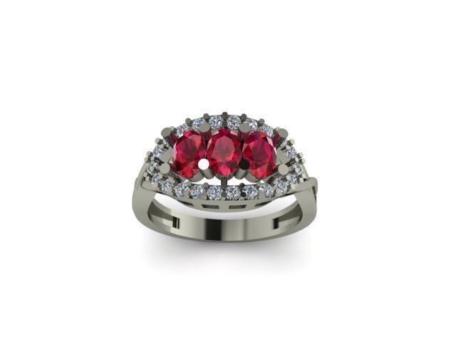 ruby and daimond ring 3D print model_1