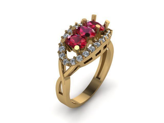 ruby and daimond ring 3D print model_6