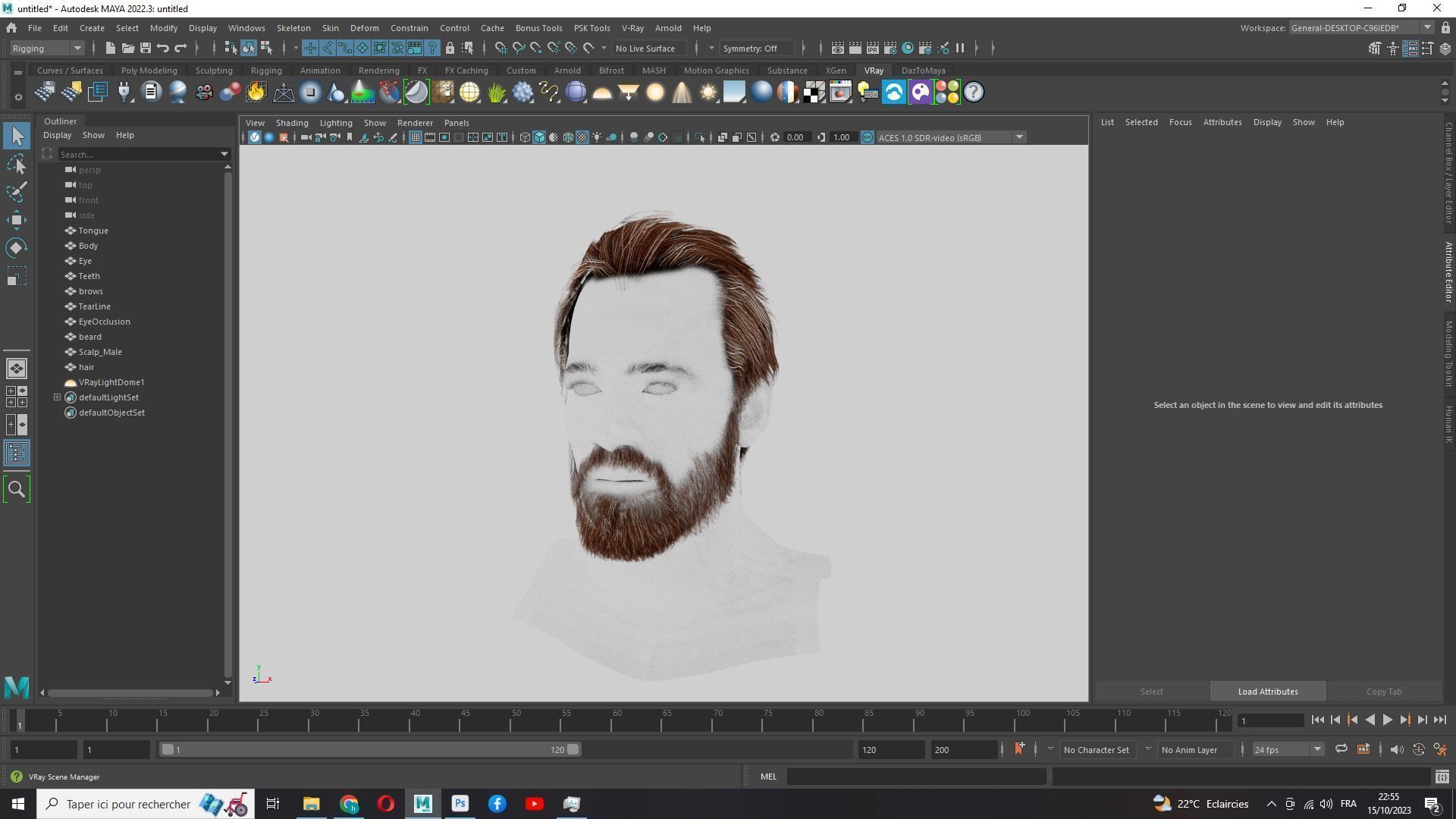 Classic Male Hair - Beard - Mustache Low Poly Low-poly 3D model_15