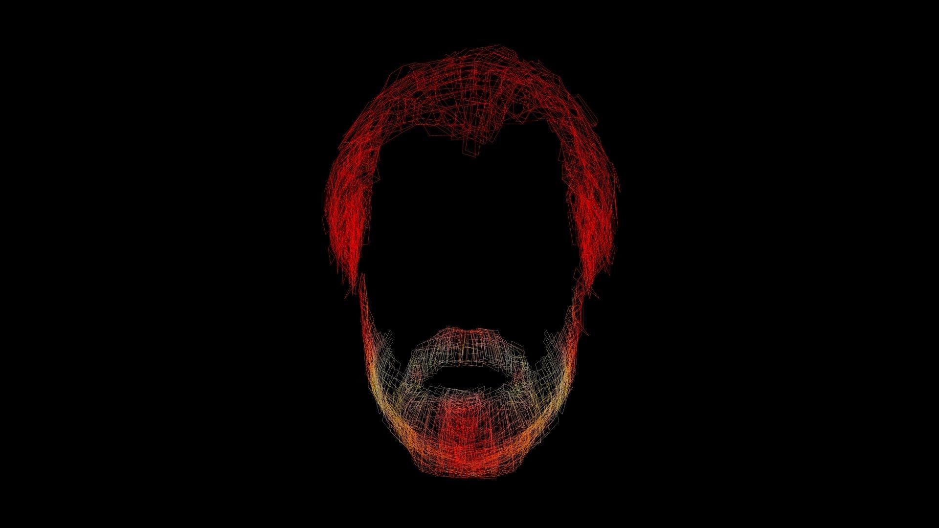 Classic Male Hair - Beard - Mustache Low Poly Low-poly 3D model_11