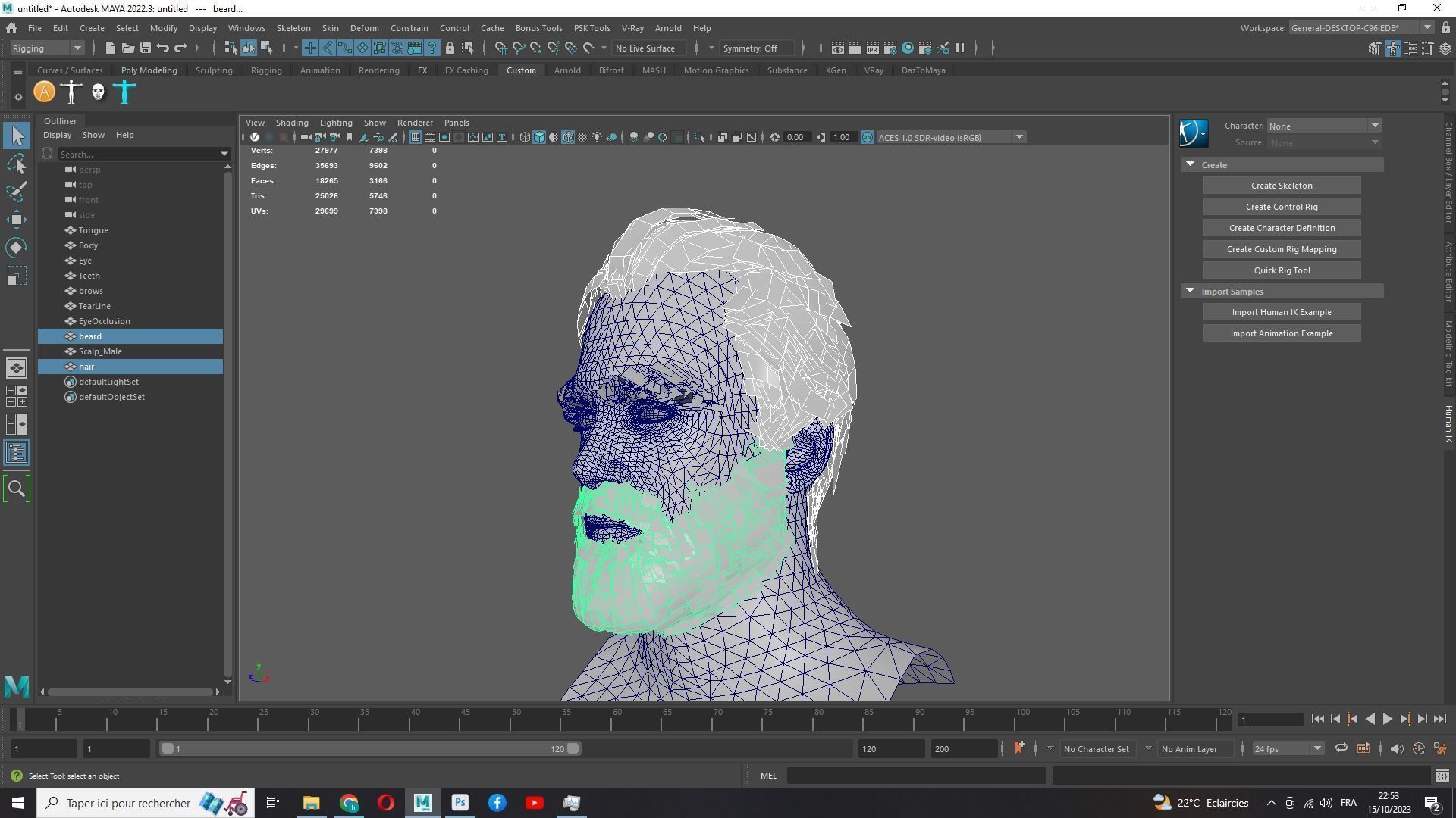 Classic Male Hair - Beard - Mustache Low Poly Low-poly 3D model_13