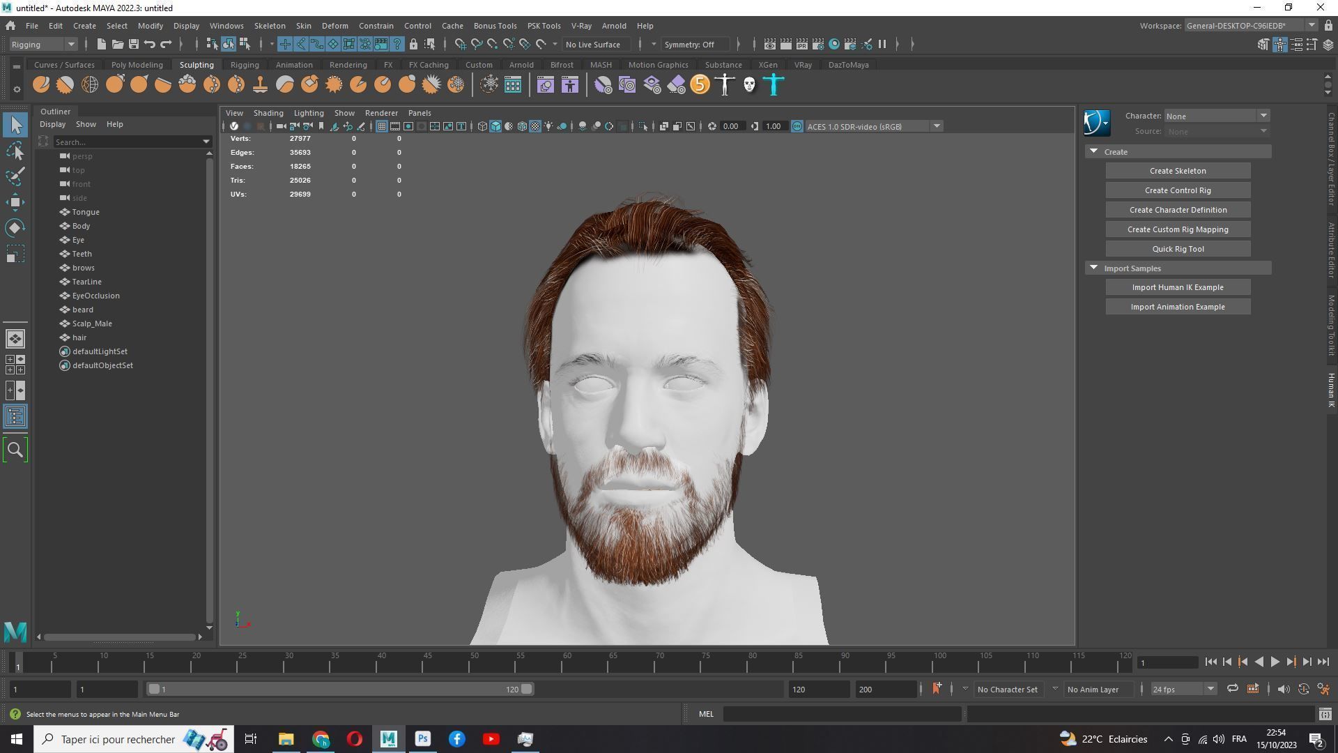 Classic Male Hair - Beard - Mustache Low Poly Low-poly 3D model_14