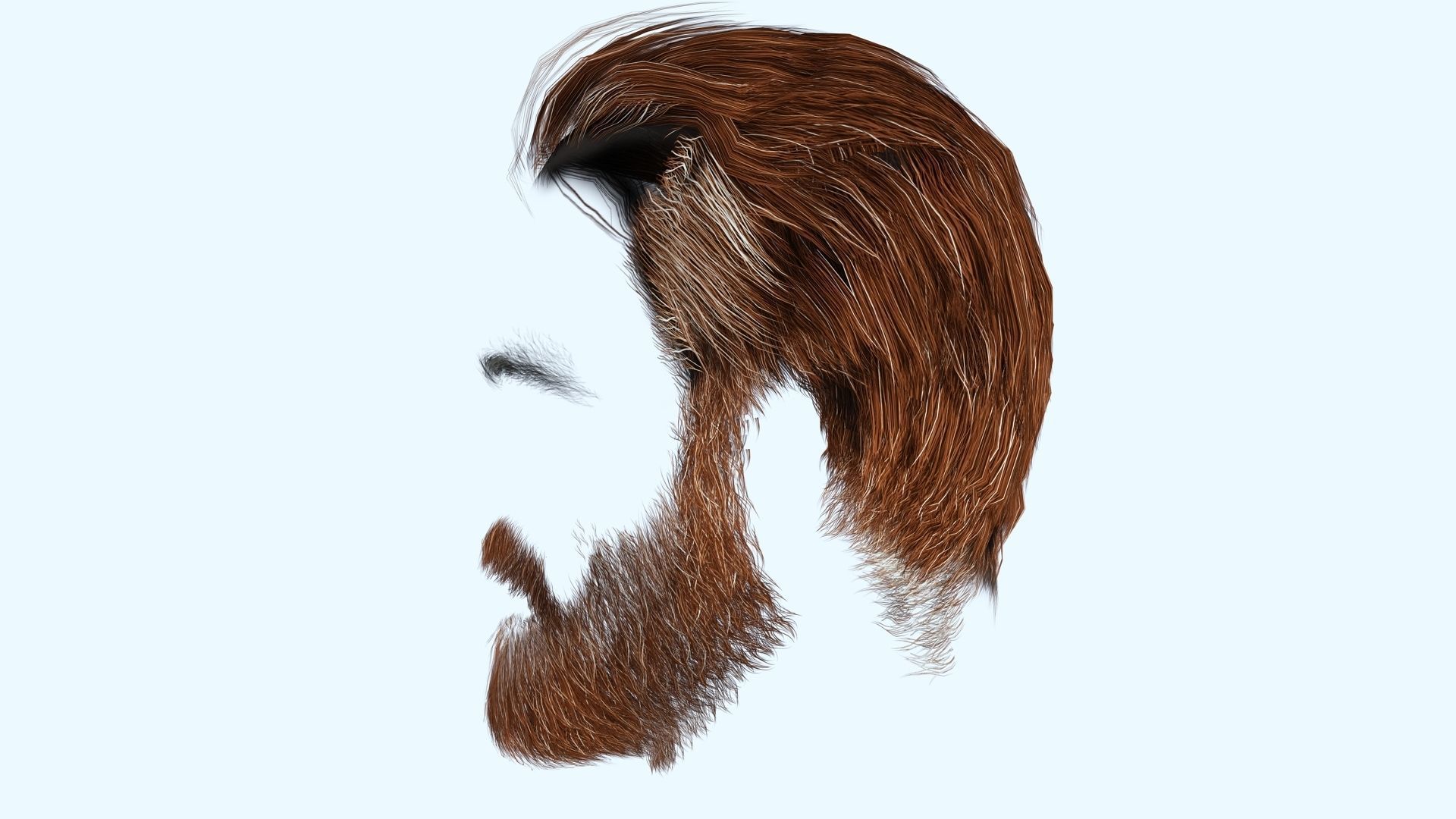 Classic Male Hair - Beard - Mustache Low Poly Low-poly 3D model_5