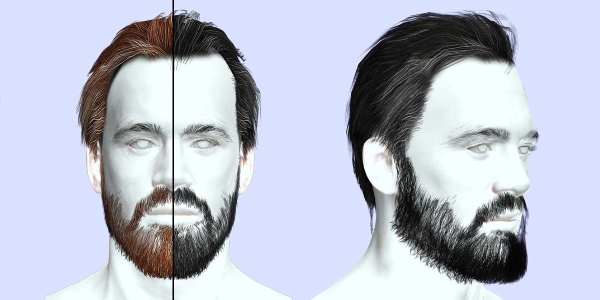 Classic Male Hair - Beard - Mustache Low Poly Low-poly 3D model_1