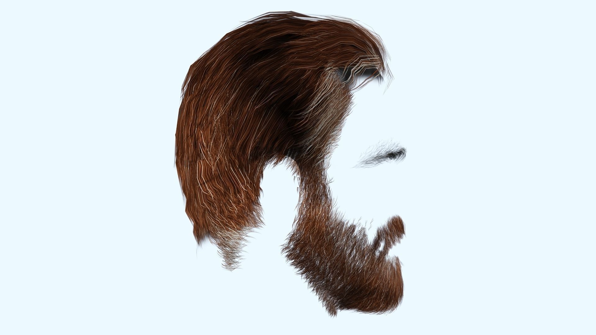 Classic Male Hair - Beard - Mustache Low Poly Low-poly 3D model_10