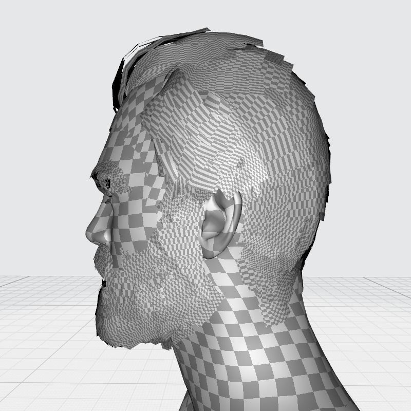 Classic Male Hair - Beard - Mustache Low Poly Low-poly 3D model_23