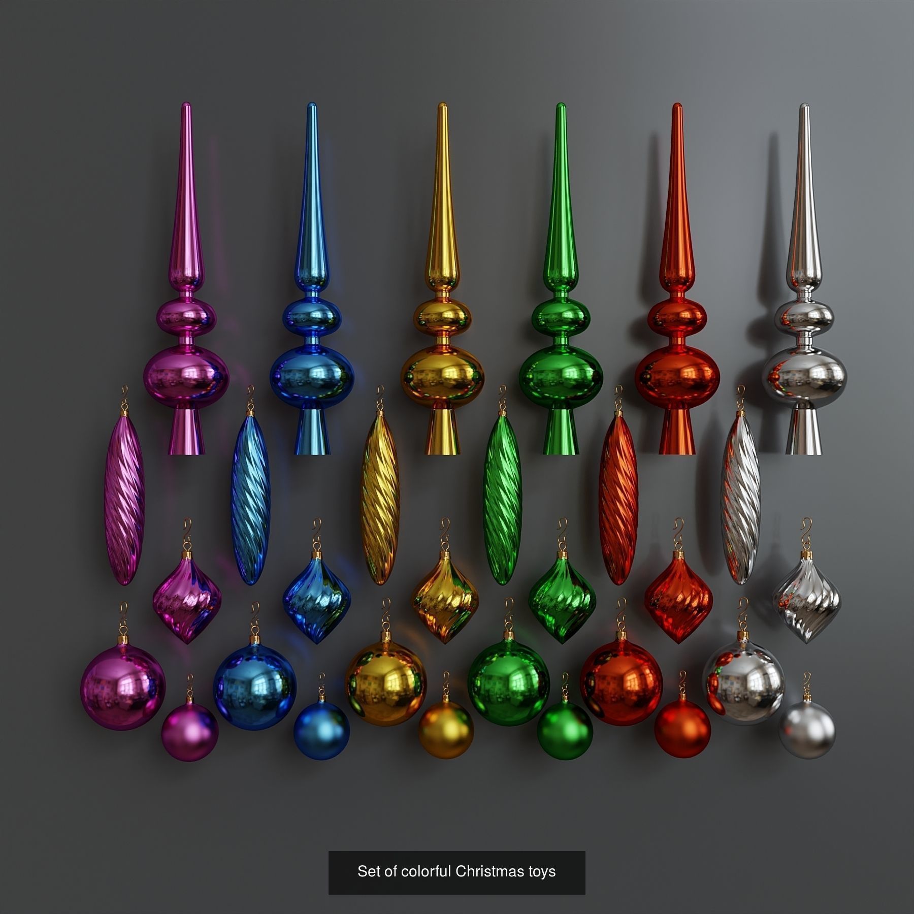 Set of Christmas tree toys 3D Model Collection_2