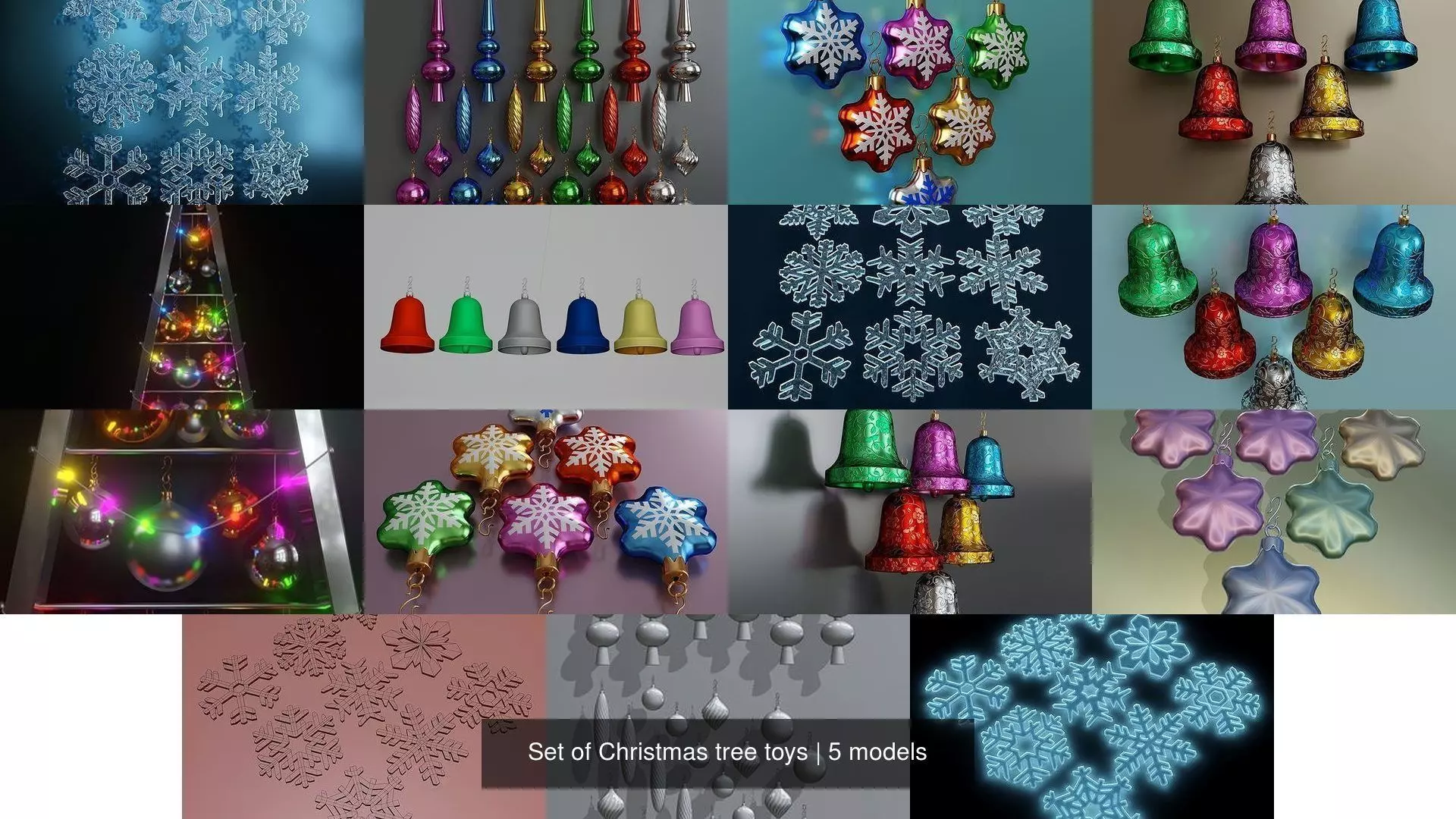 Set of Christmas tree toys 3D Model Collection_0