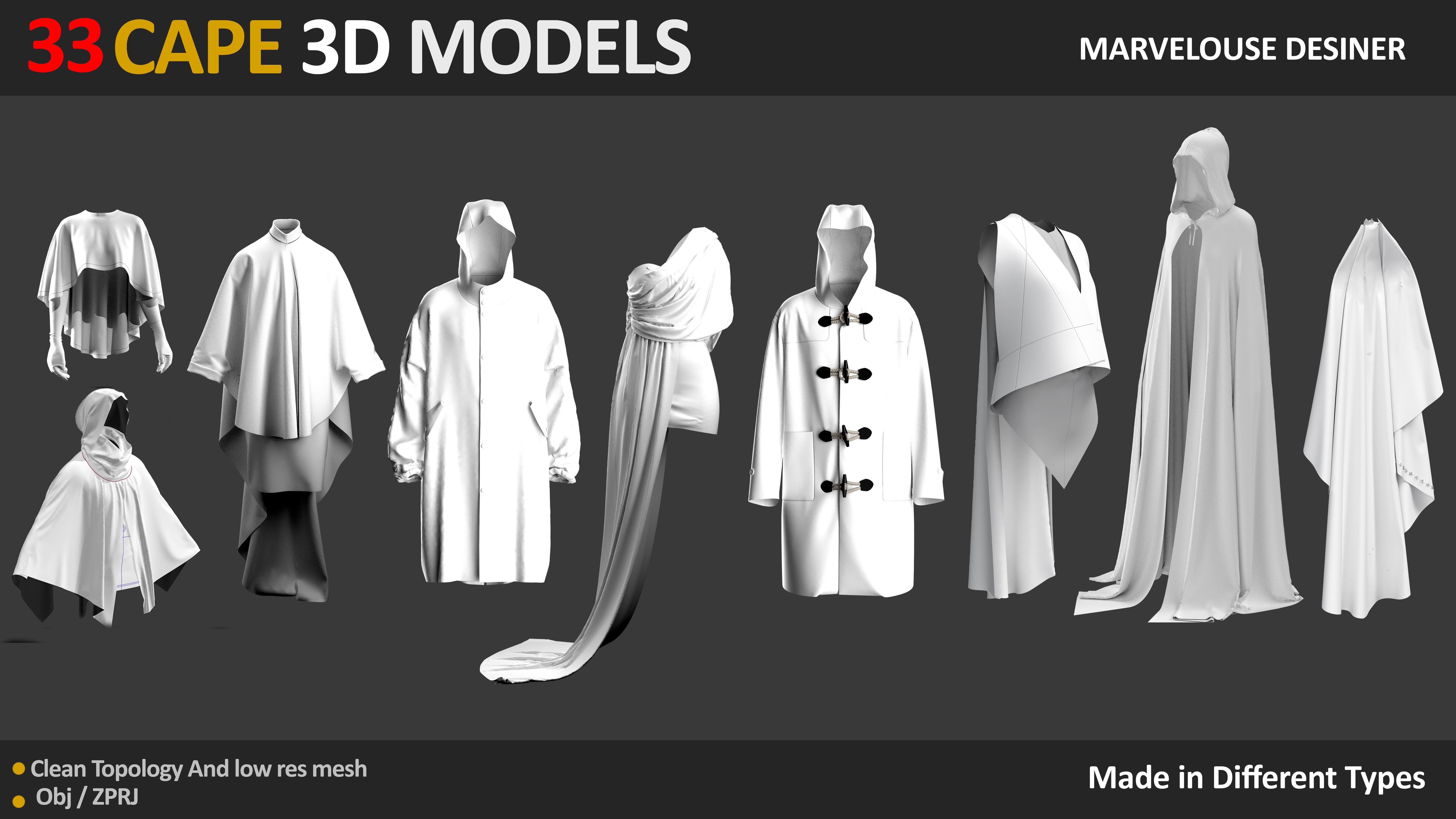 33 CAPE 3D MODELS Low-poly 3D model_4