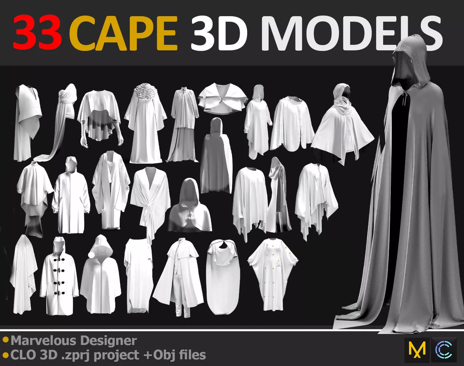 33 CAPE 3D MODELS Low-poly 3D model_0