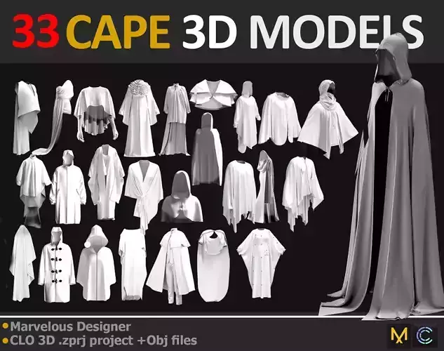 33 CAPE 3D MODELS Low-poly 3D model