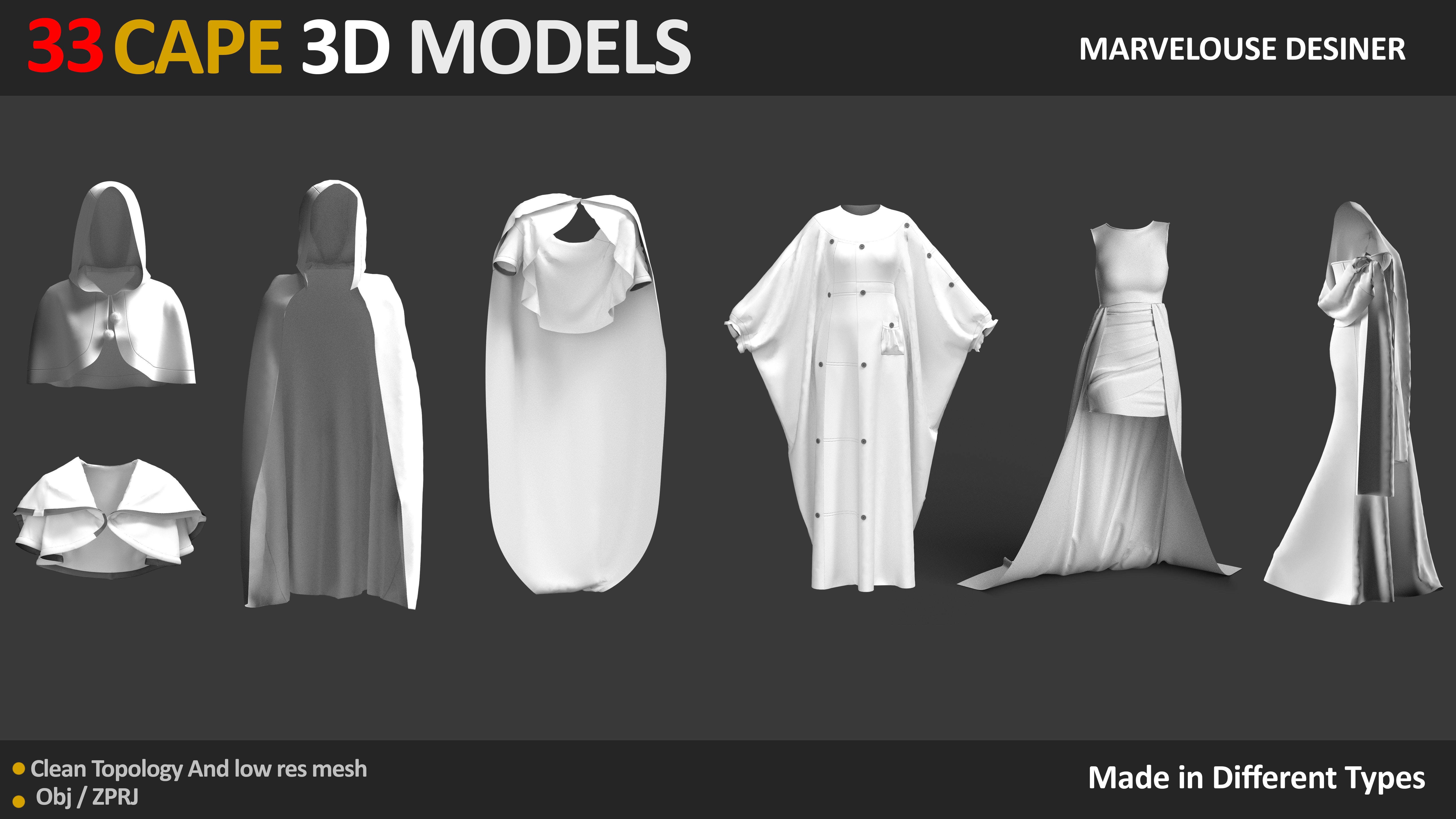 33 CAPE 3D MODELS Low-poly 3D model_2