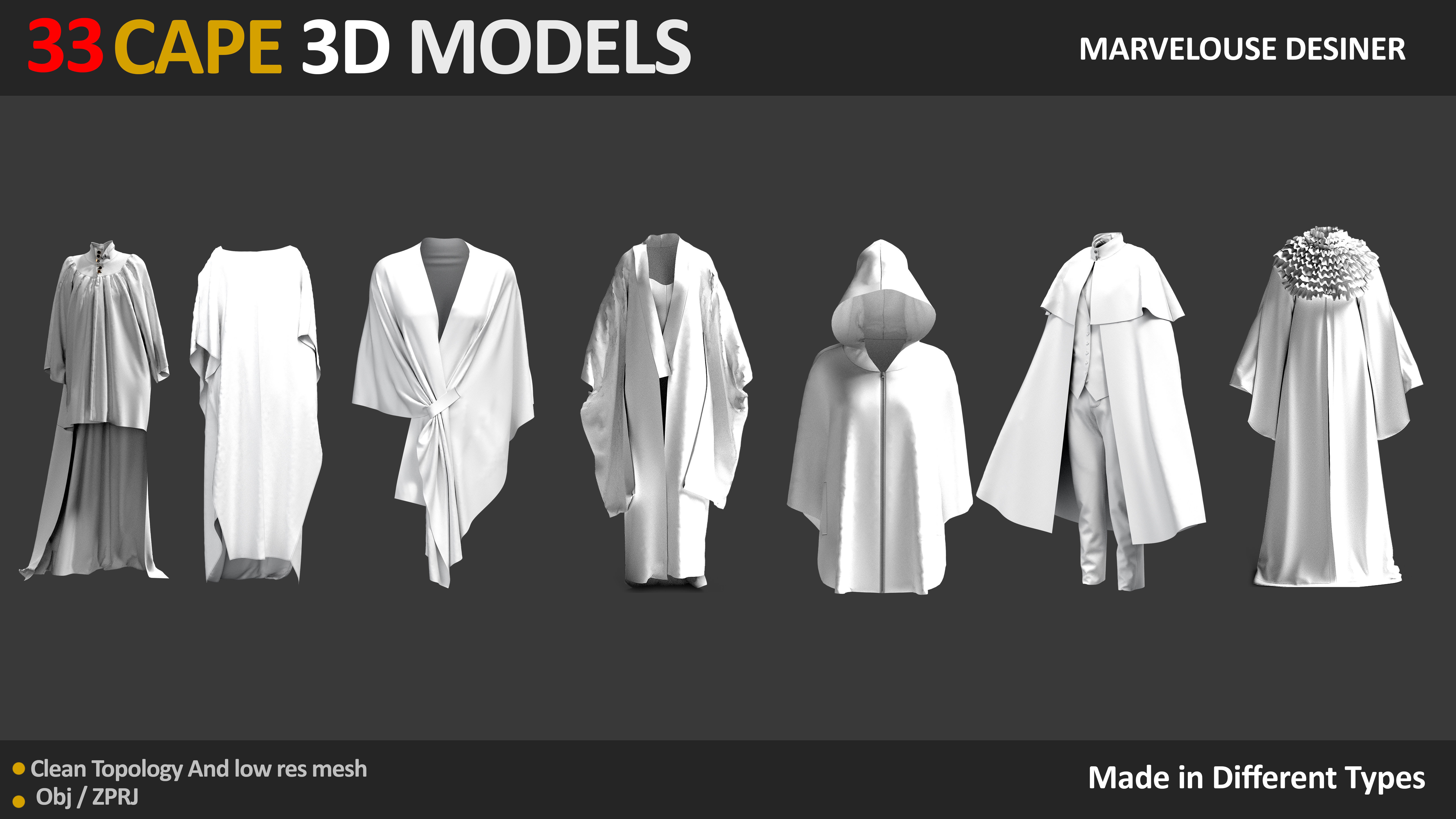 33 CAPE 3D MODELS Low-poly 3D model_3