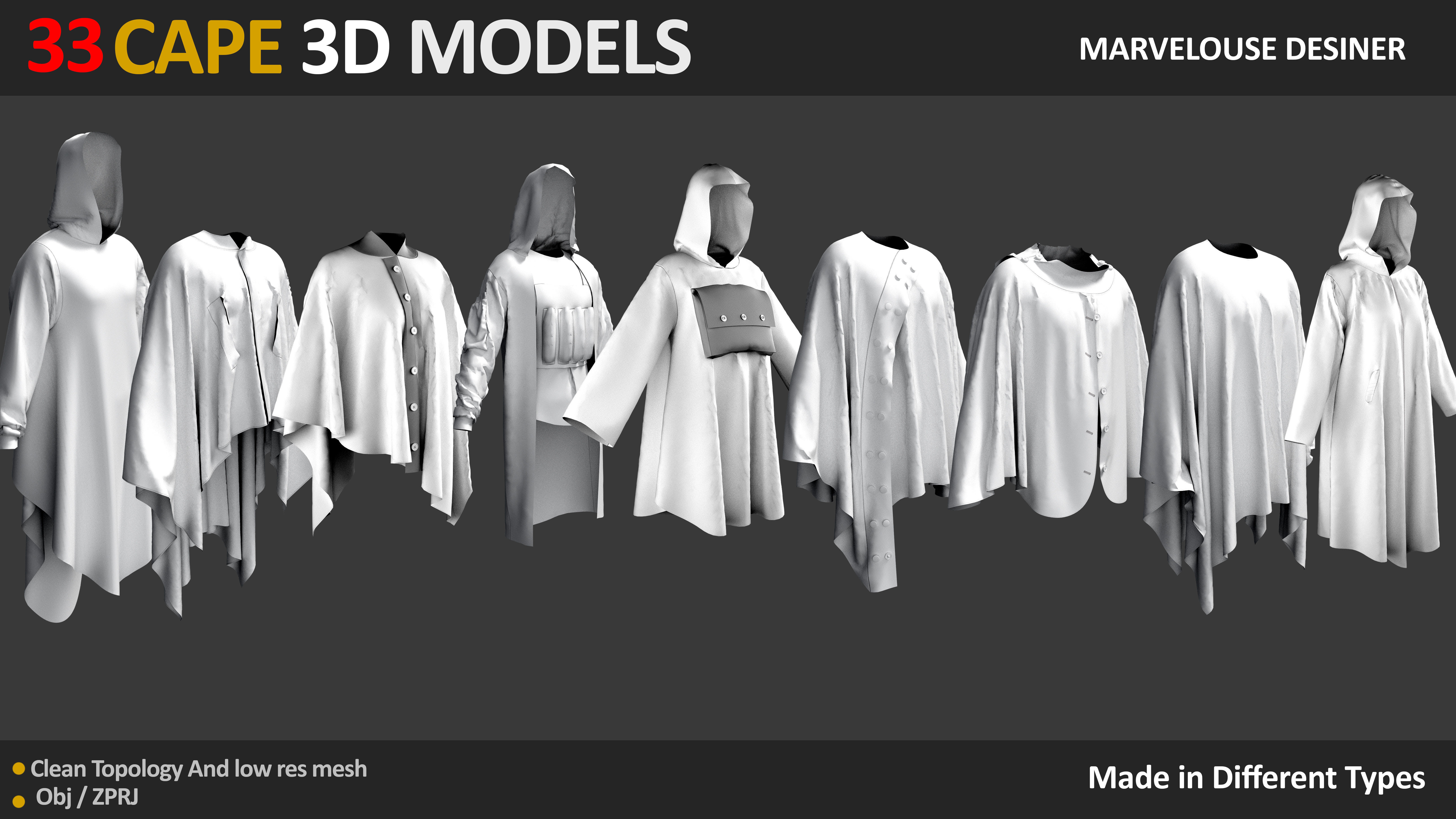 33 CAPE 3D MODELS Low-poly 3D model_5