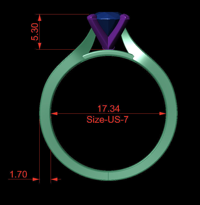 Round 0-75-CT Flat Profile Round Shank Width 2-9mm 3D print model_4