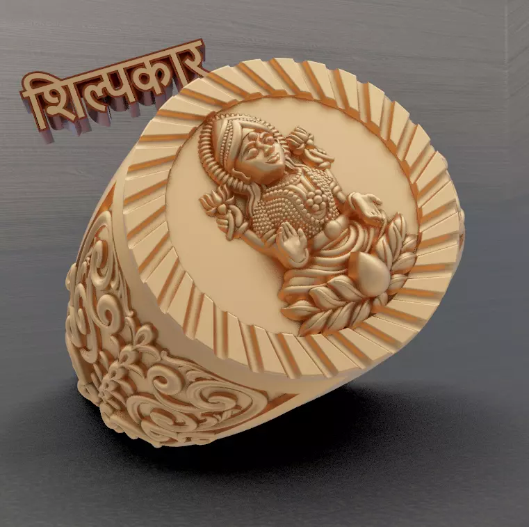 LAXMI JI RING DESIGN - HIGH QUALITY 3D DESIGN 3D print model_0