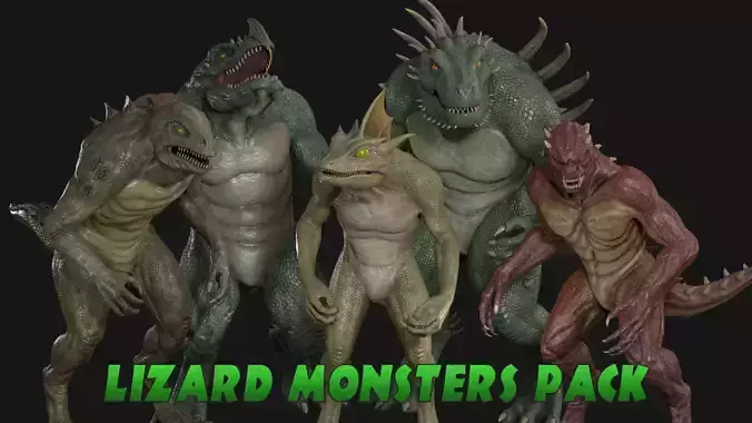 Lizard monsters pack 3D Model Collection