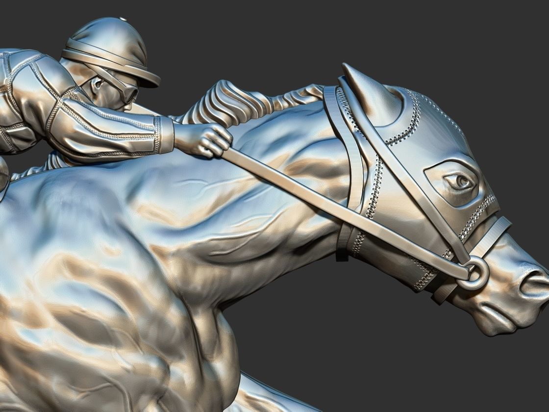 Race Horse With Jockey 3D print model_10