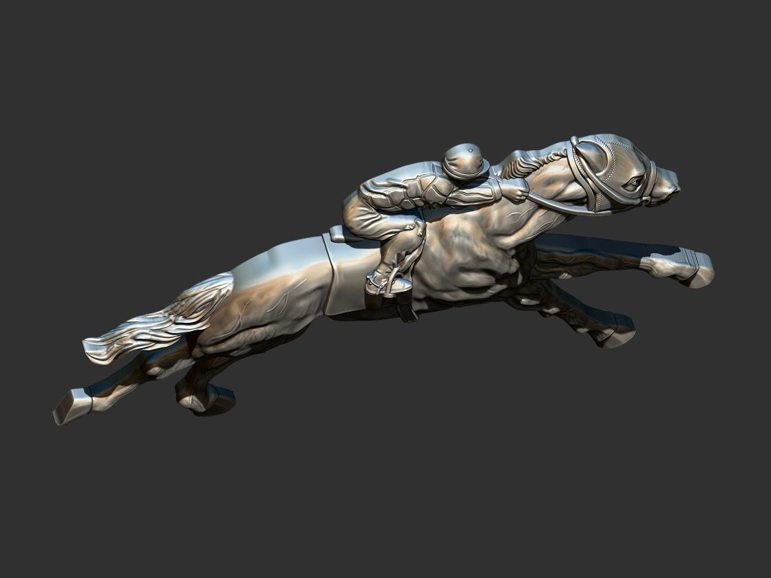 Race Horse With Jockey 3D print model_11