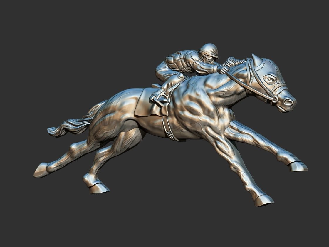 Race Horse With Jockey 3D print model_13
