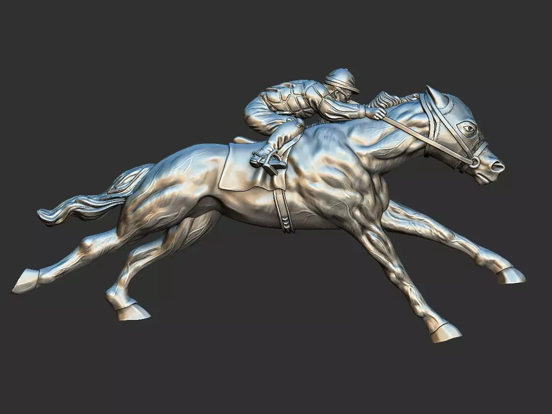 Race Horse With Jockey 3D print model_0