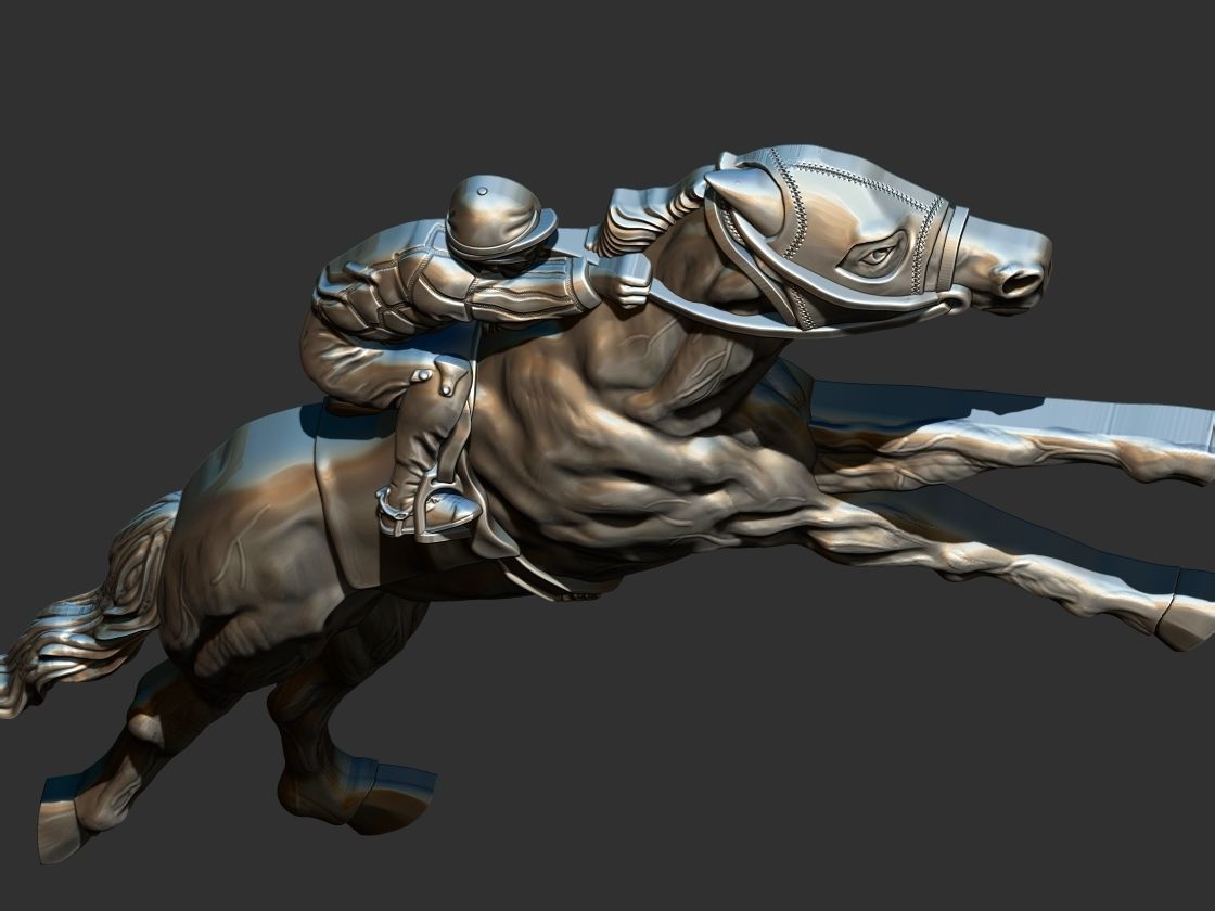 Race Horse With Jockey 3D print model_6