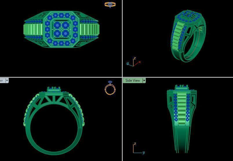 man ring for daimonds 3D print model_12
