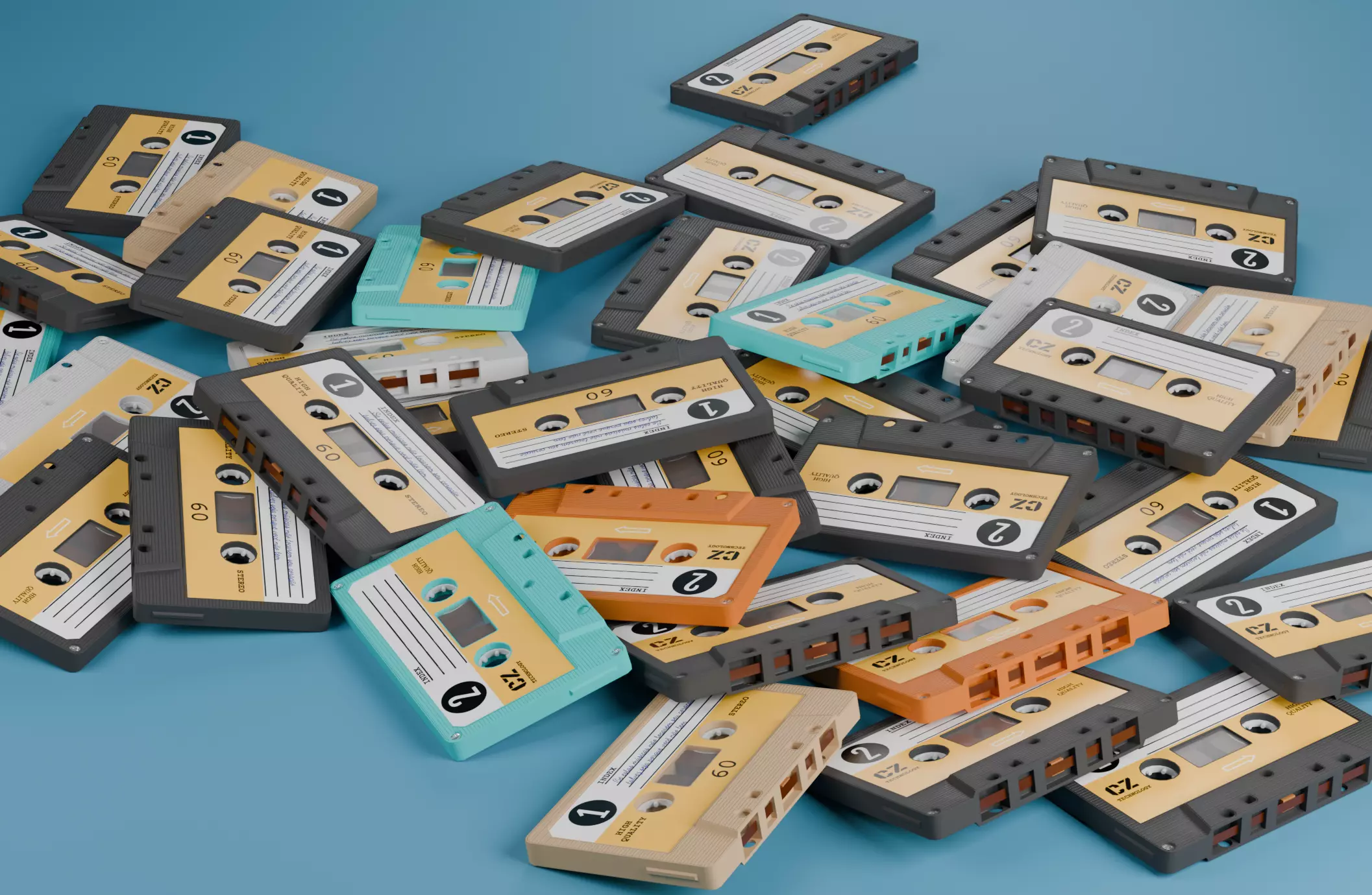 Compact cassette tape vintage 3D model_0