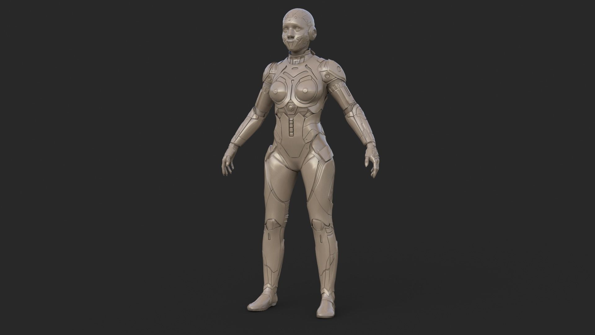 Cyborg Clay Low Poly Low-poly 3D model_7